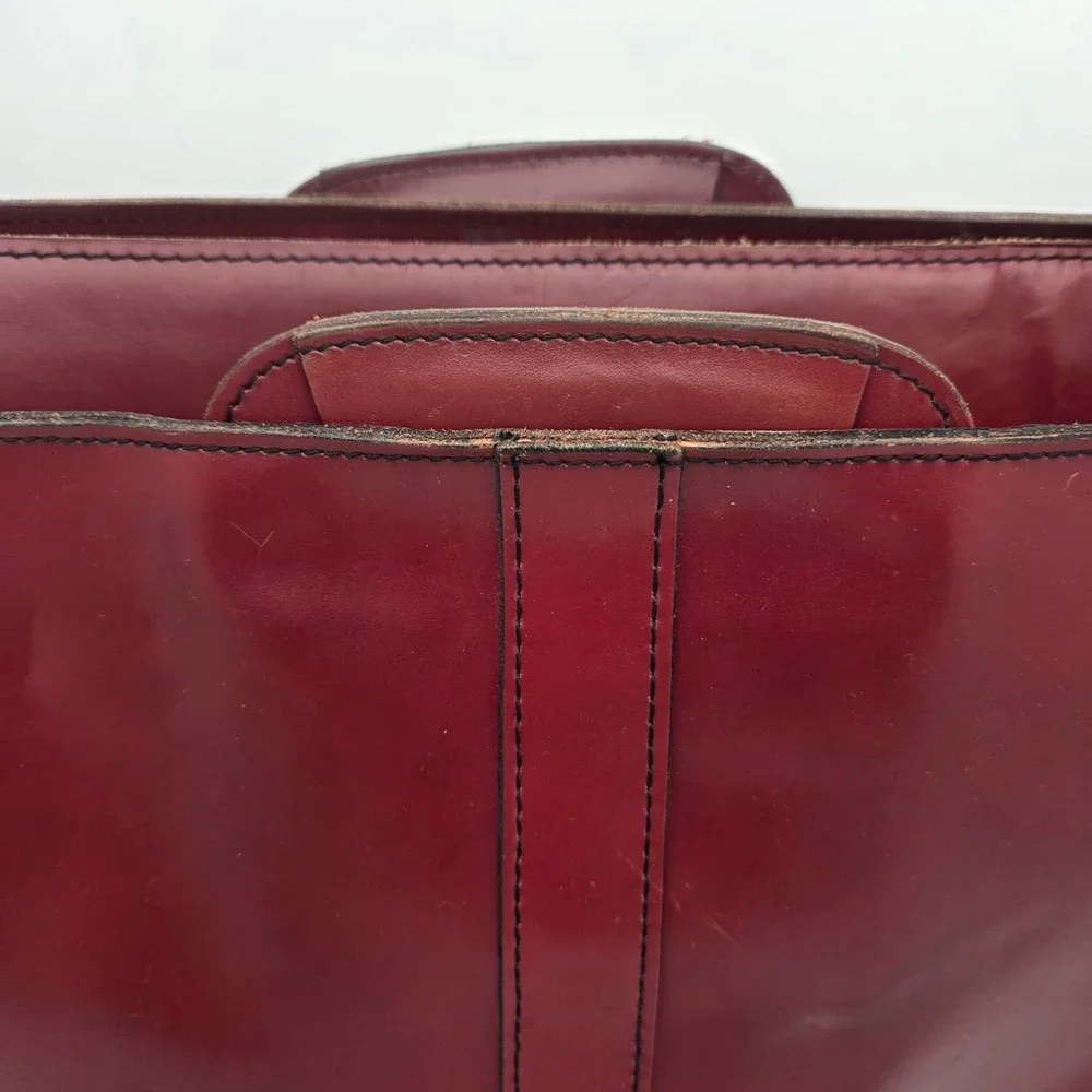 Maximillian Top Grain Cowhide Leather Laptop Bag Briefcase Burgundy Vintage